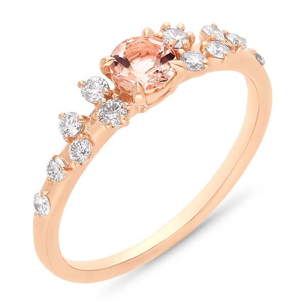 Round morganite & diamond fancy ring