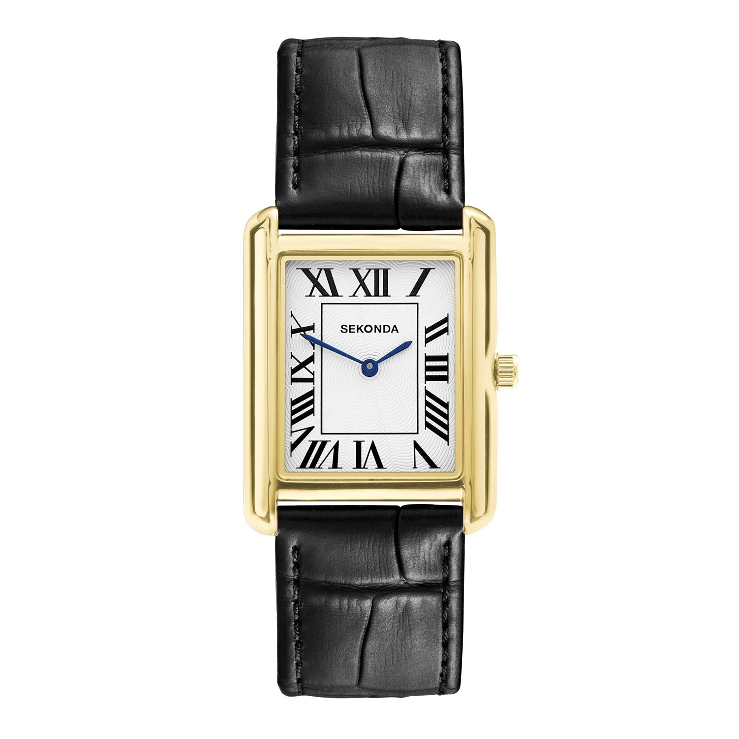Sekonda Mens Clement Guilloche Dial Black Leather 28x37mm Watch