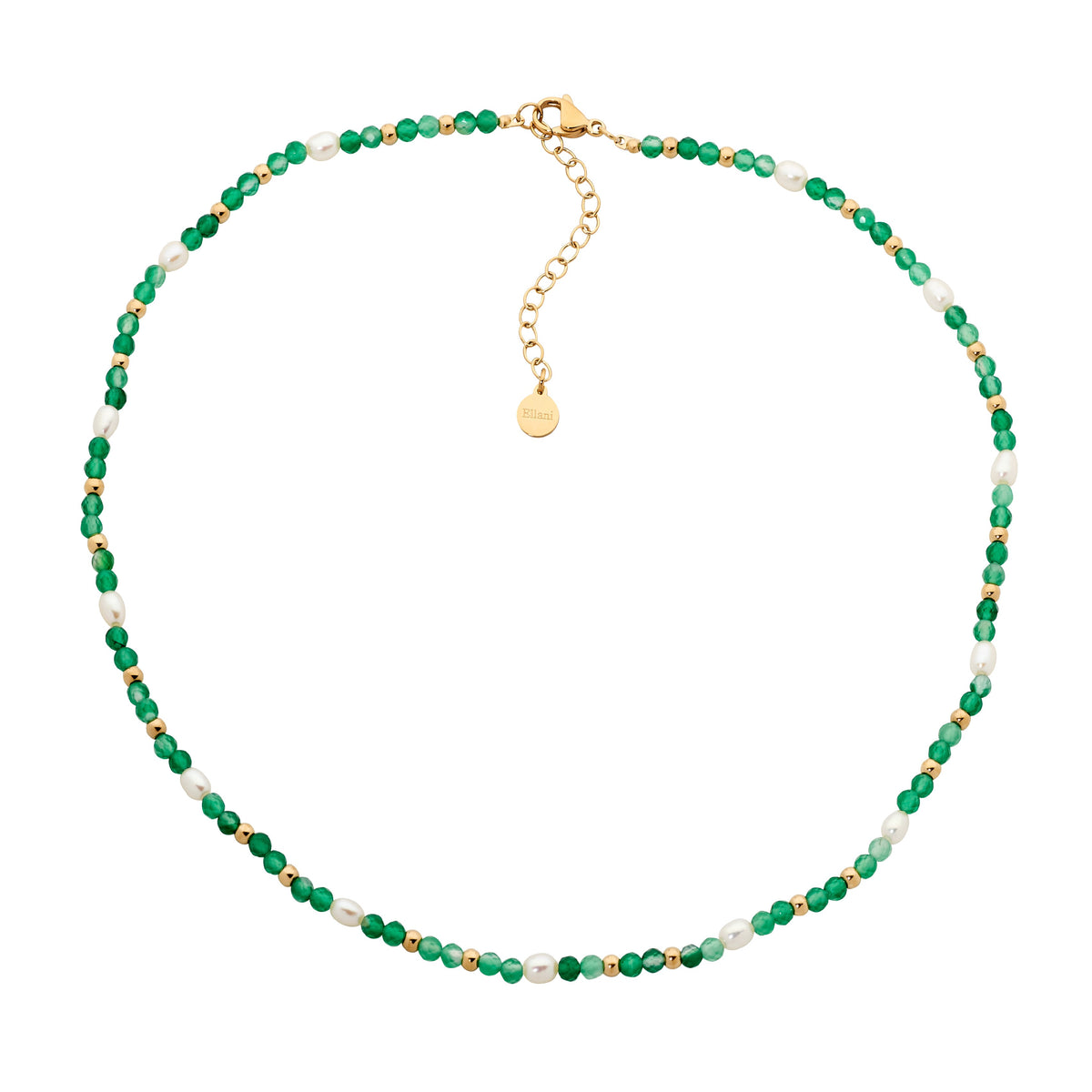 Stainless Steel Aventurine & Pearl Necklace
