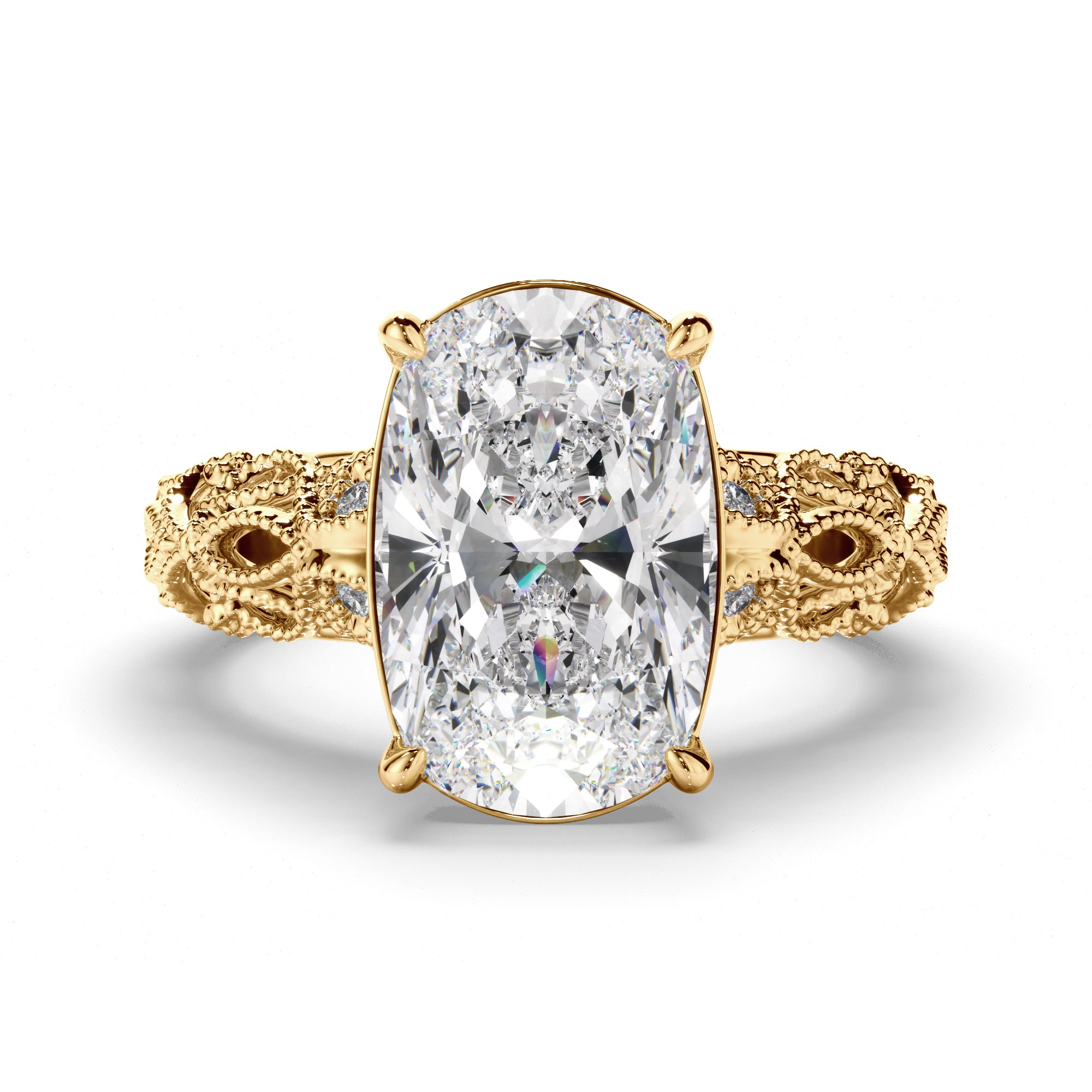 'Taylor Swift' esk Cushion Cut Diamond Filigree Engagement Ring