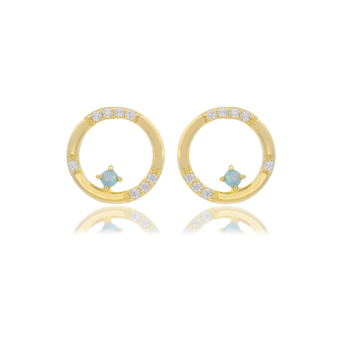 Georgini Opal Glow Blue Created Opal Circle Earrings Gold
