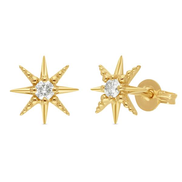Round diamond star shape earrings