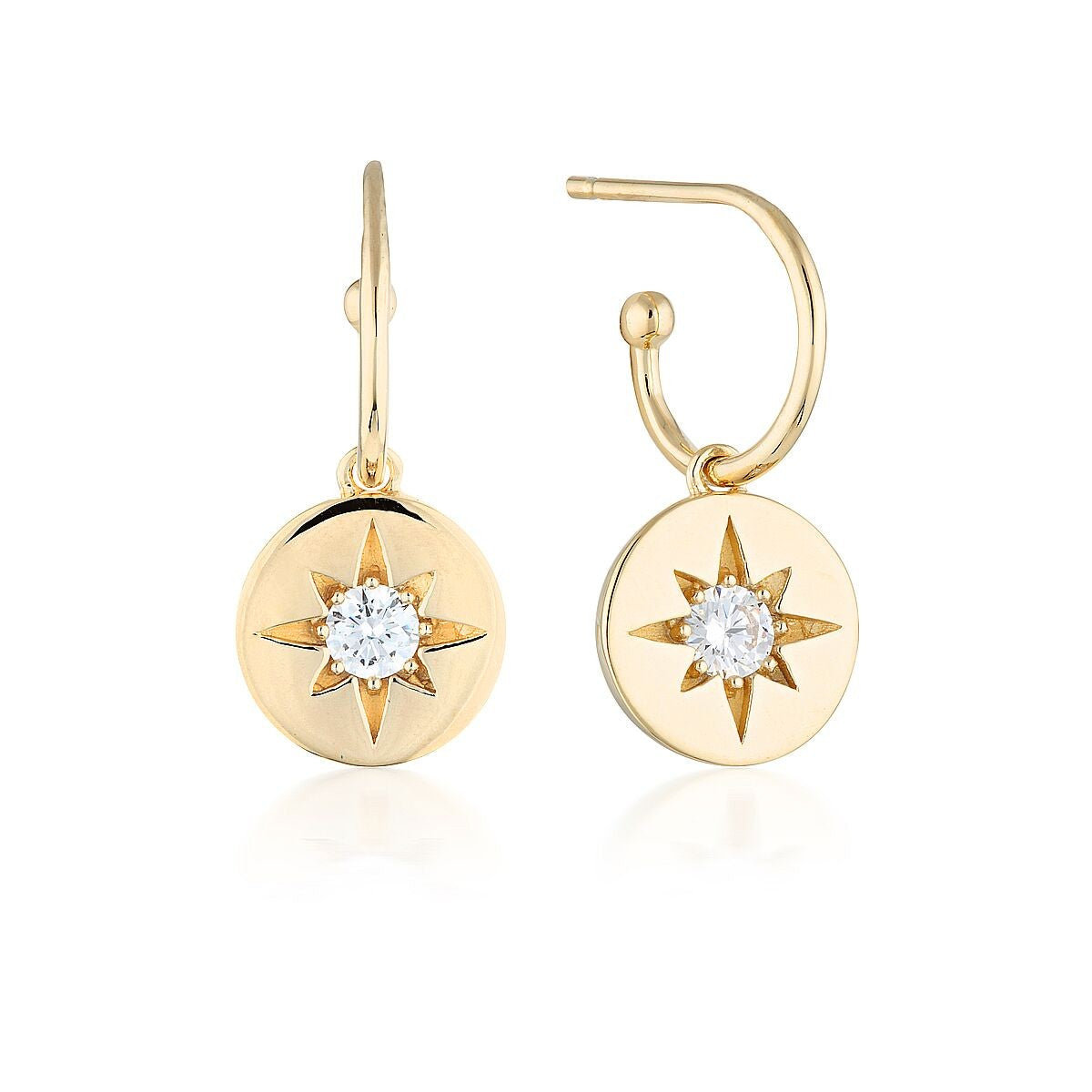 Stellar Lights Gold Drop Hoop Earrings