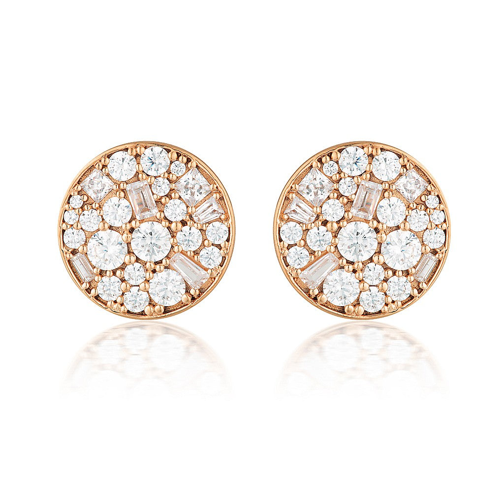 Mosaic Disc Rose Gold Stud Earring