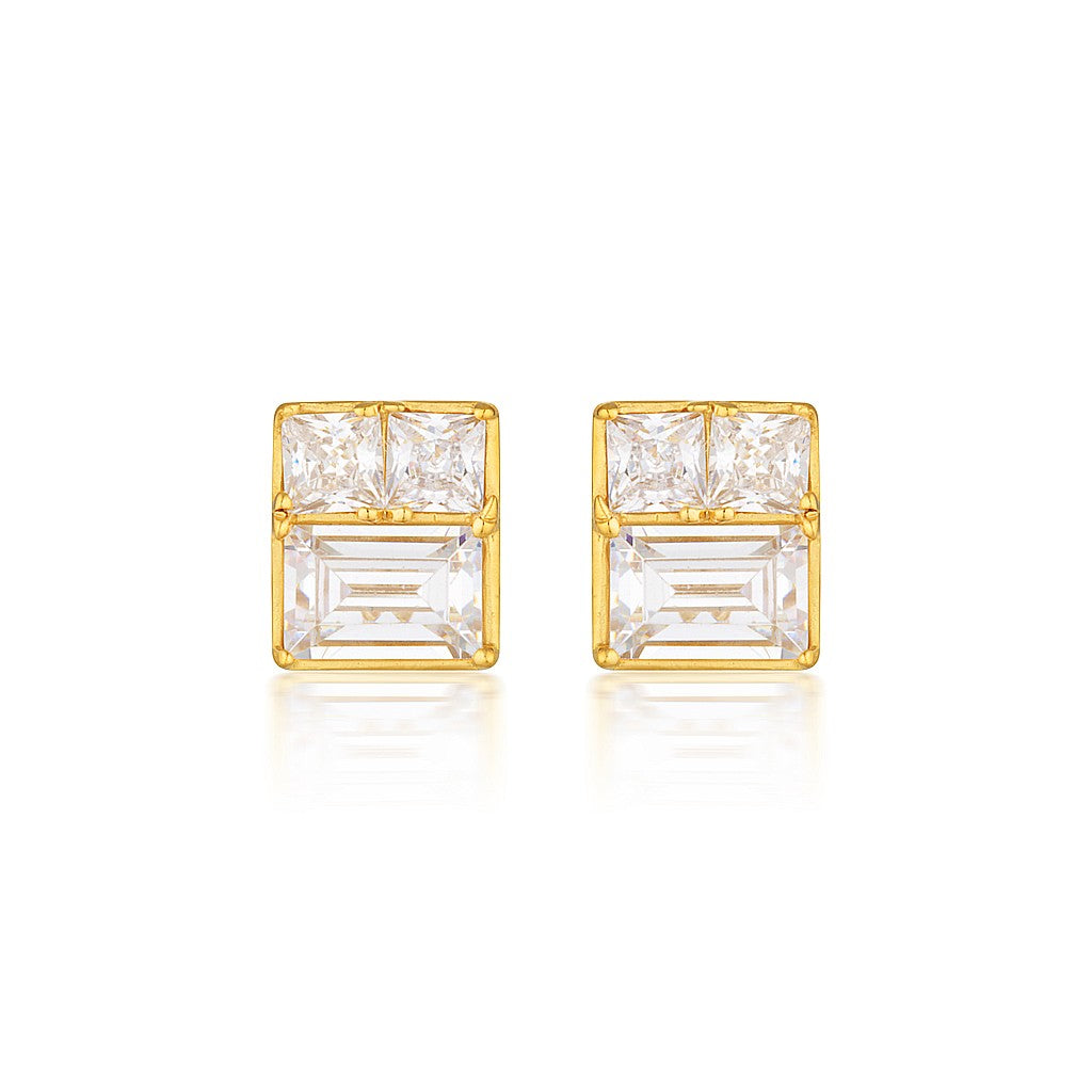 Elena Mosaic Gold Stud Earring