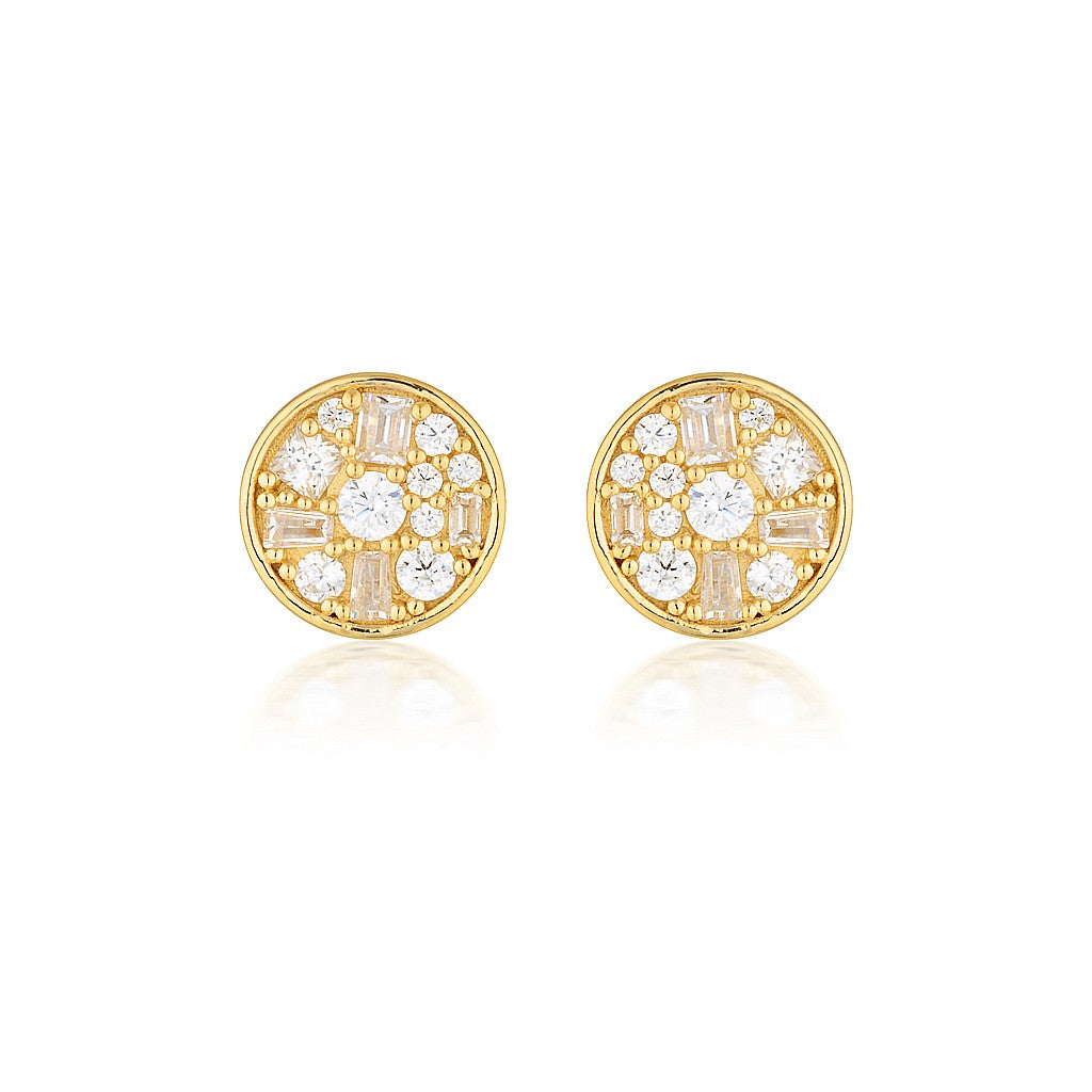 Mini Mosaic Gold Stud Earrings