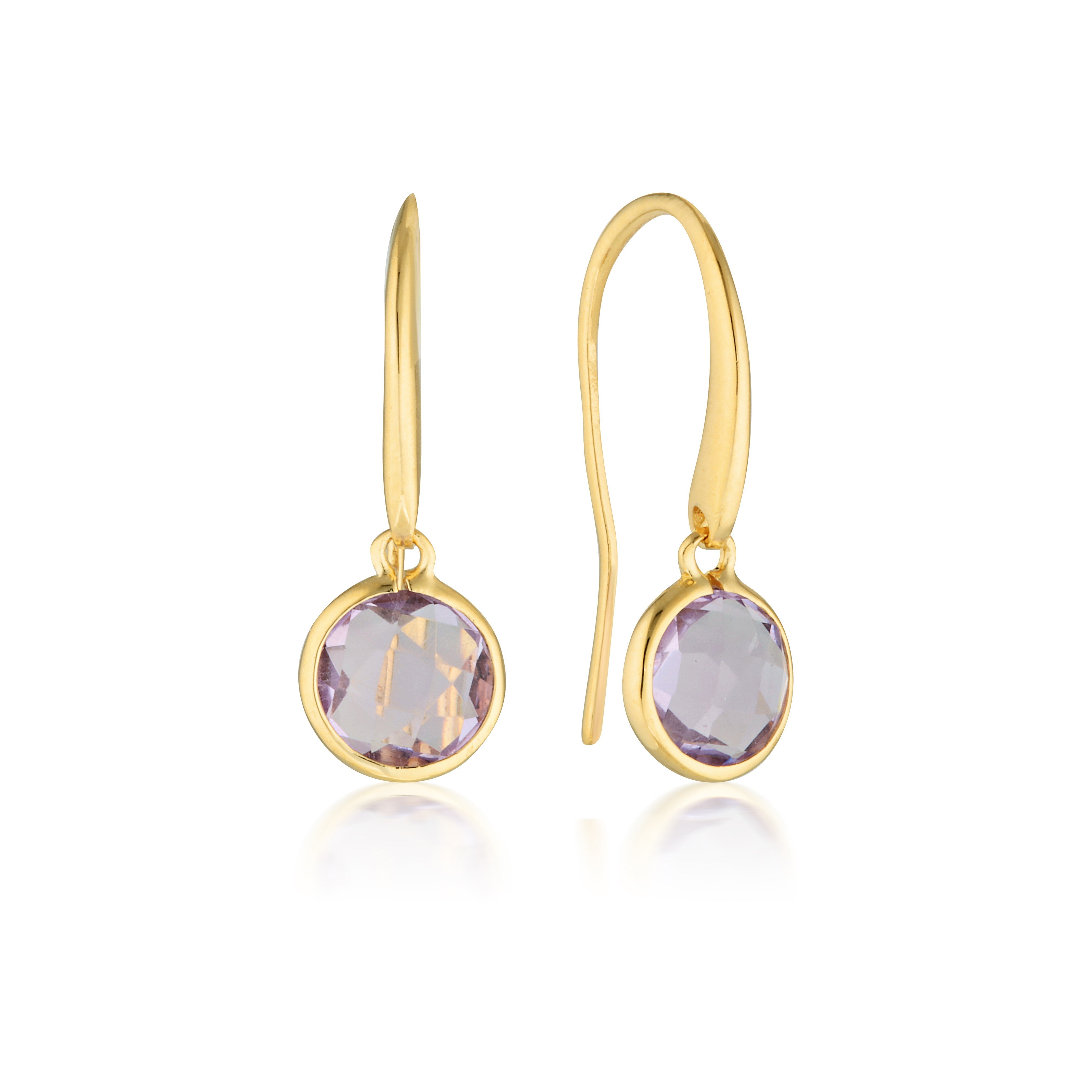 Lucent Amethyst Hook Earring Small Gold