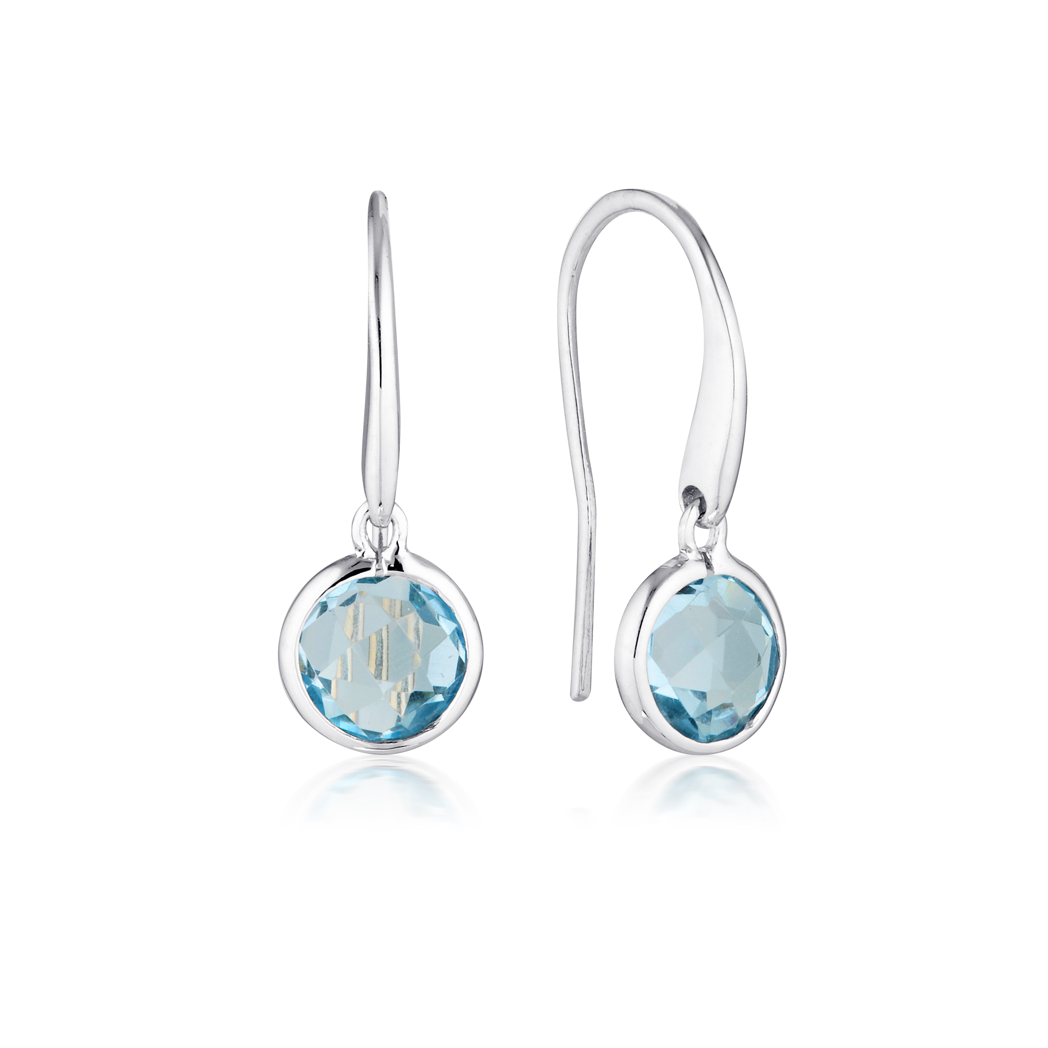 Lucent Blue Topaz Hook Earring Silver