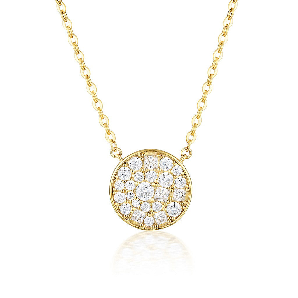 Mosaic Disc Gold Pendant
