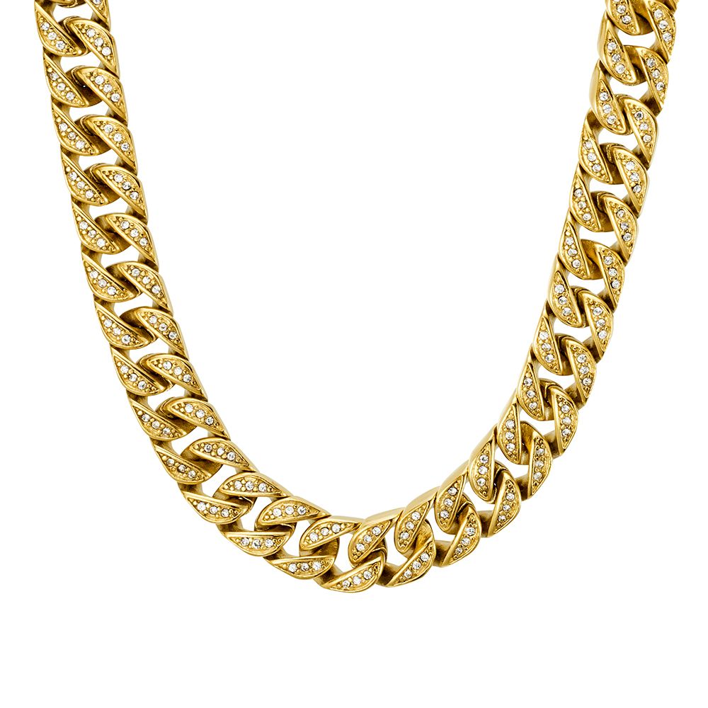 Stainless Steel Cuban Chain with CZ