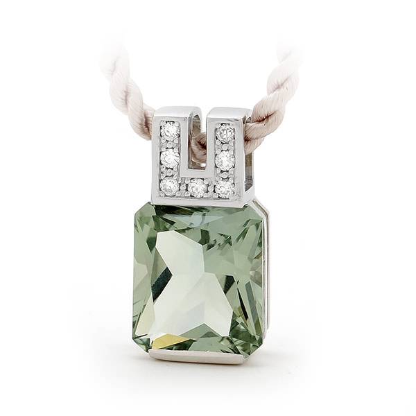 Green Amethyst & Diamond Pendant