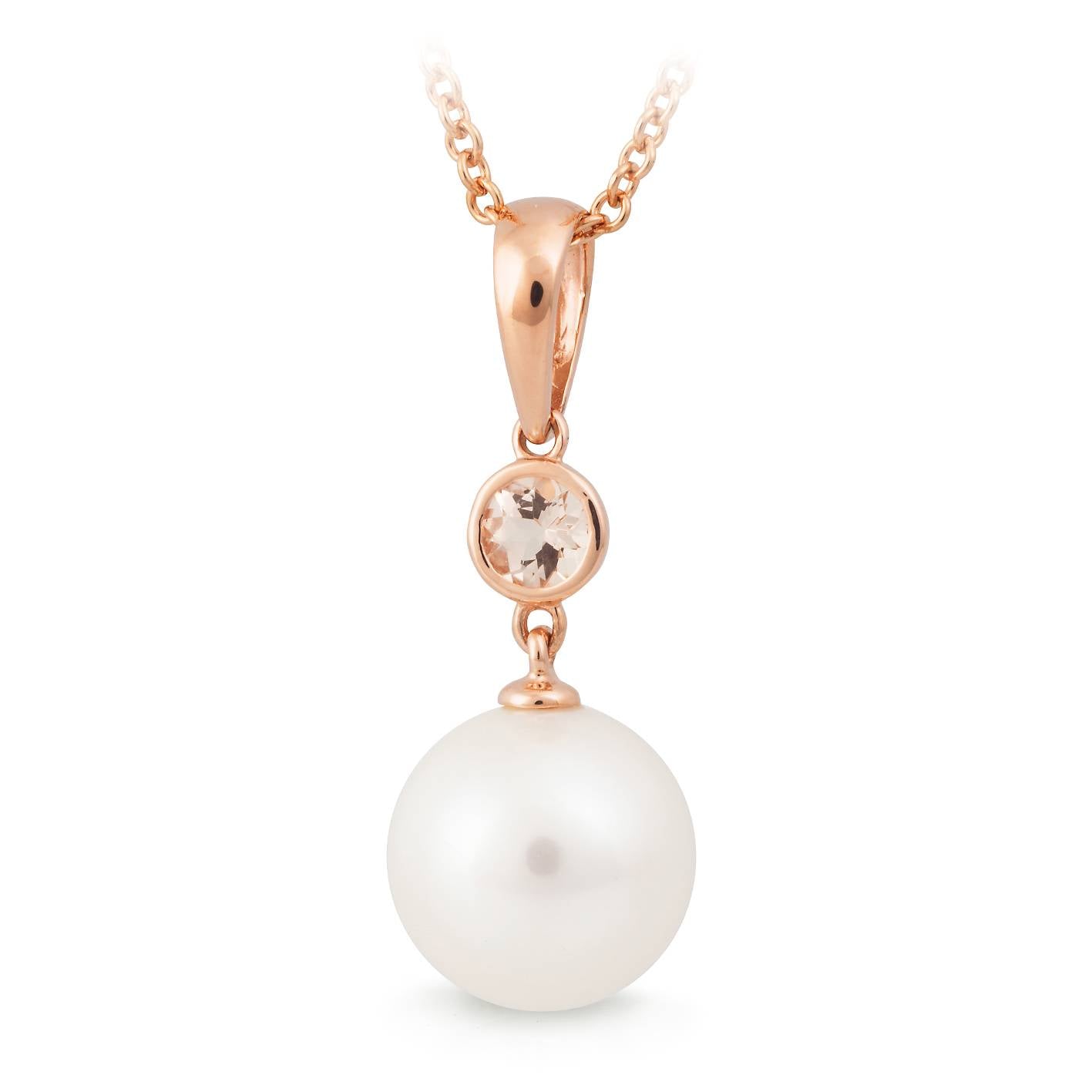 Freshwater pearl and morganite pendant