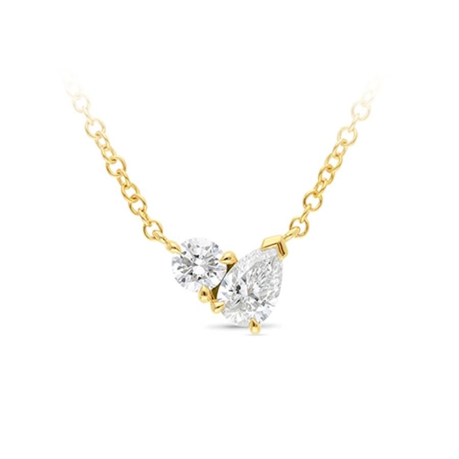 Round brilliant and pear lab grown diamond pendant