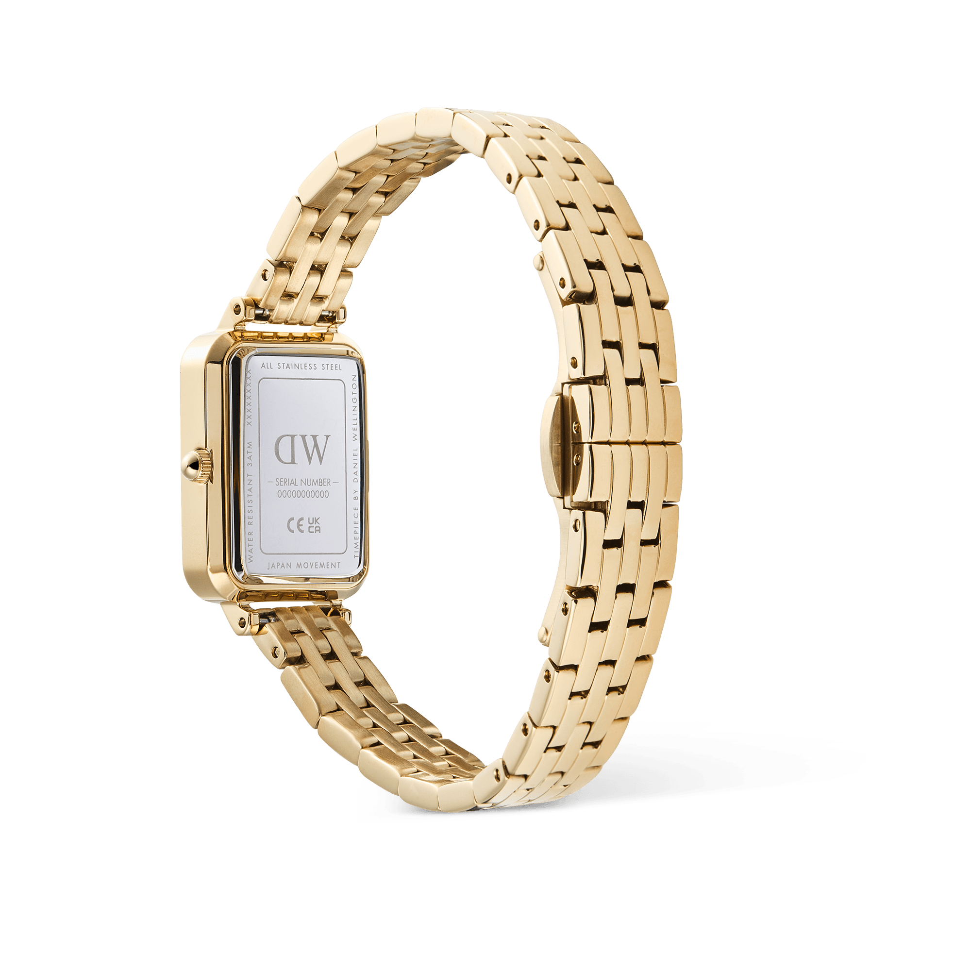 Daniel Wellington Quadro  Roman Numerals Date 5-link Gold
