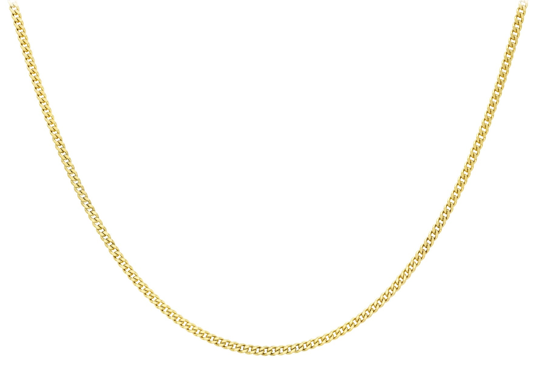 9ct Yellow Gold 30 Diamond Cut Adjustable Curb Chain 41cm-46cm
