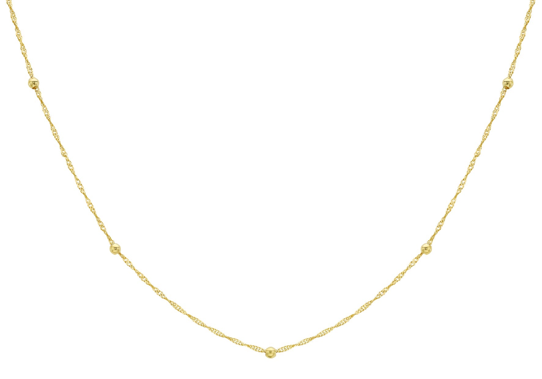 9ct Yellow Gold Solid Ball Twist Necklace 45cm