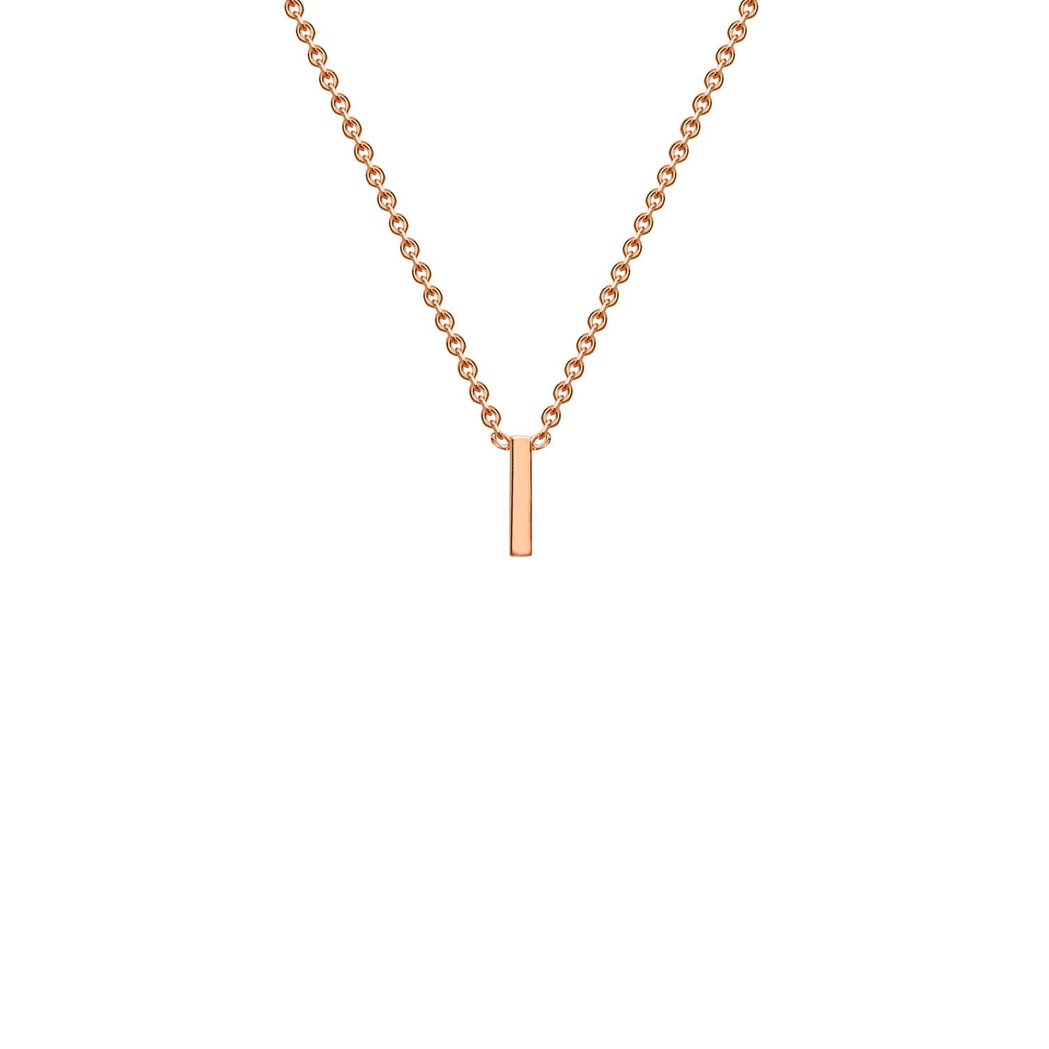 9ct Rose Gold 'I' Initial Adjustable Letter Necklace 38/43cm