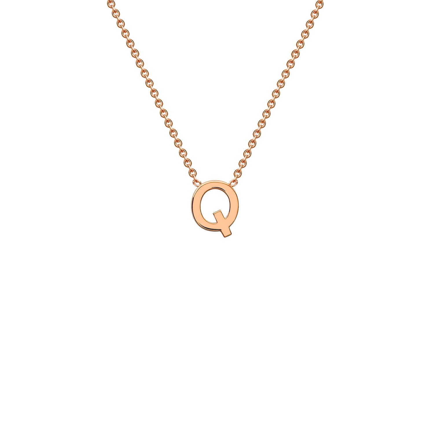 9ct Rose Gold 'Q' Initial Adjustable Letter Necklace 38/43cm