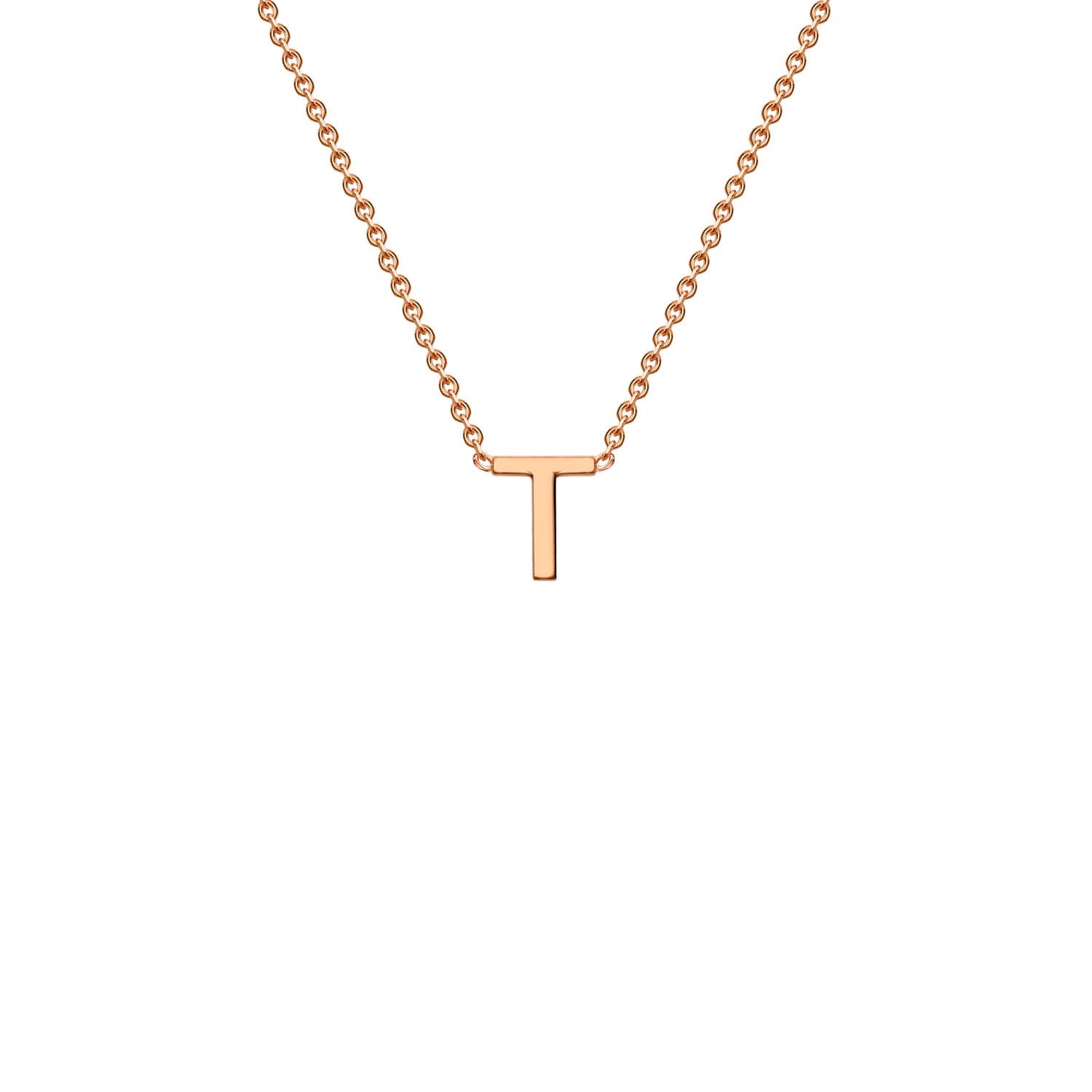 9ct Rose Gold 'T' Initial Adjustable Letter Necklace 38/43cm