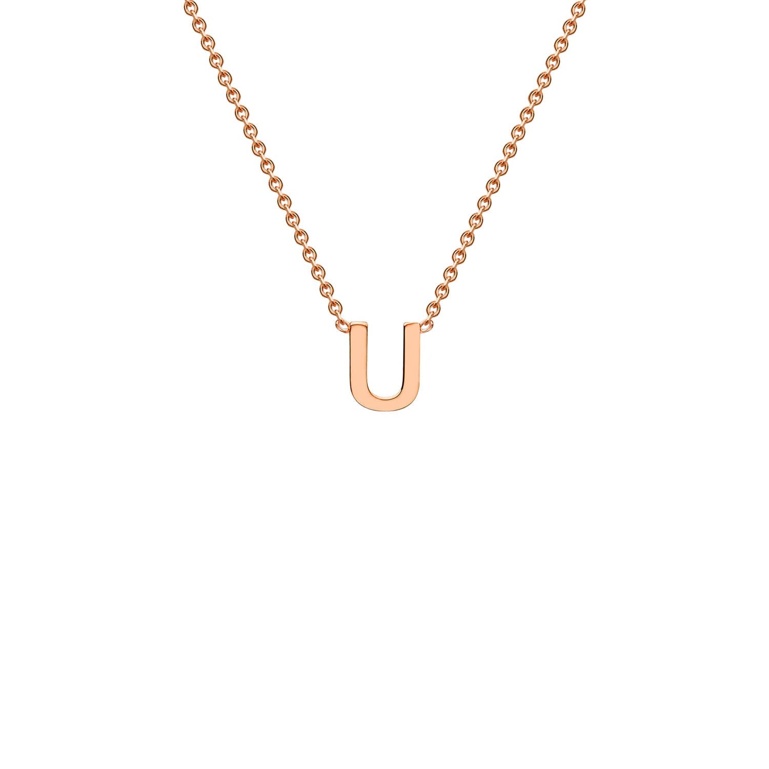 9ct Rose Gold 'U' Initial Adjustable Letter Necklace 38/43cm