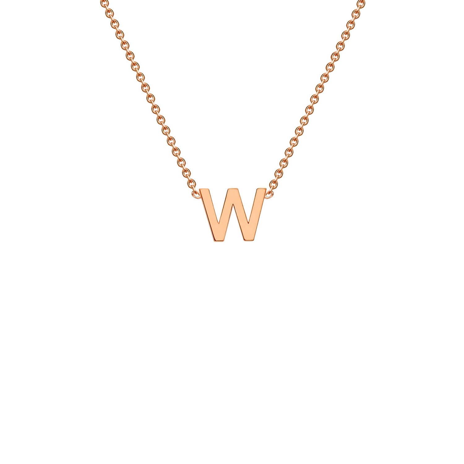 9ct Rose Gold 'W' Initial Adjustable Letter Necklace 38/43cm