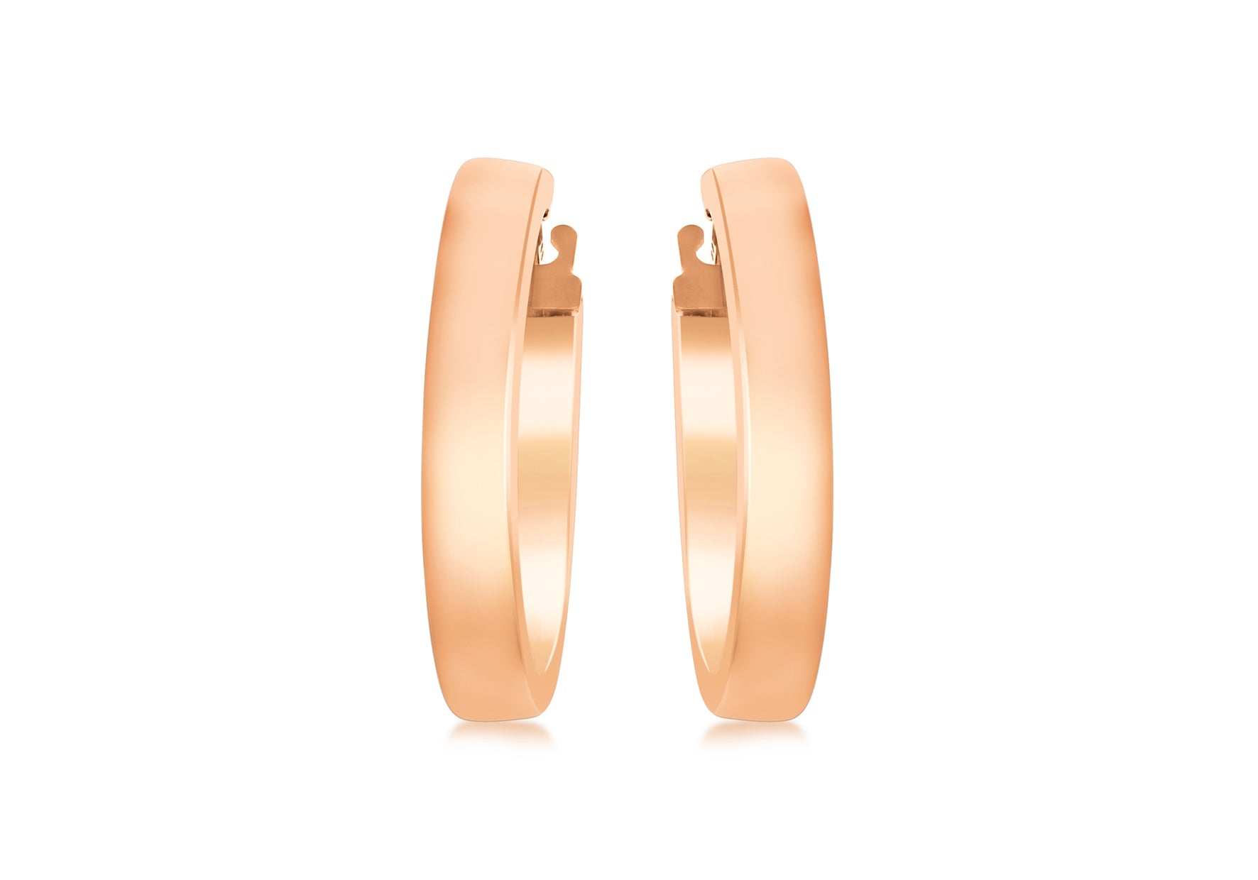 9ct Rose Gold 3mm Rectangular-Tube 15mm Hoop Creole Earrings