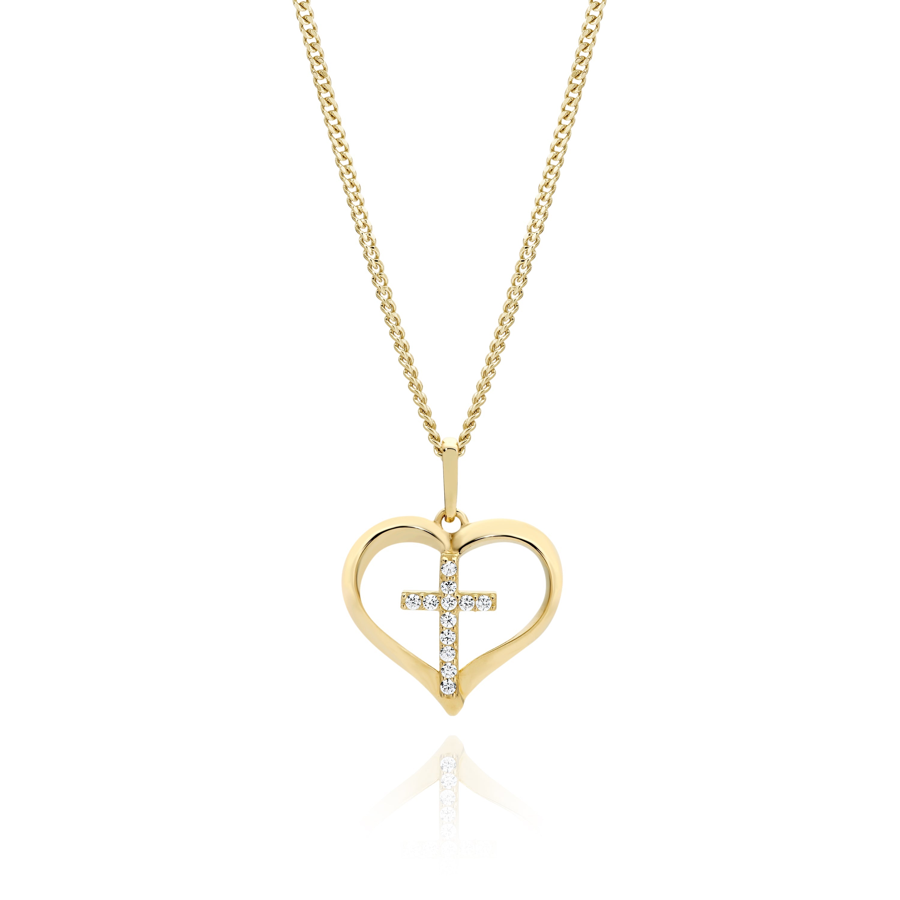 9ct gold stone set heart pendant