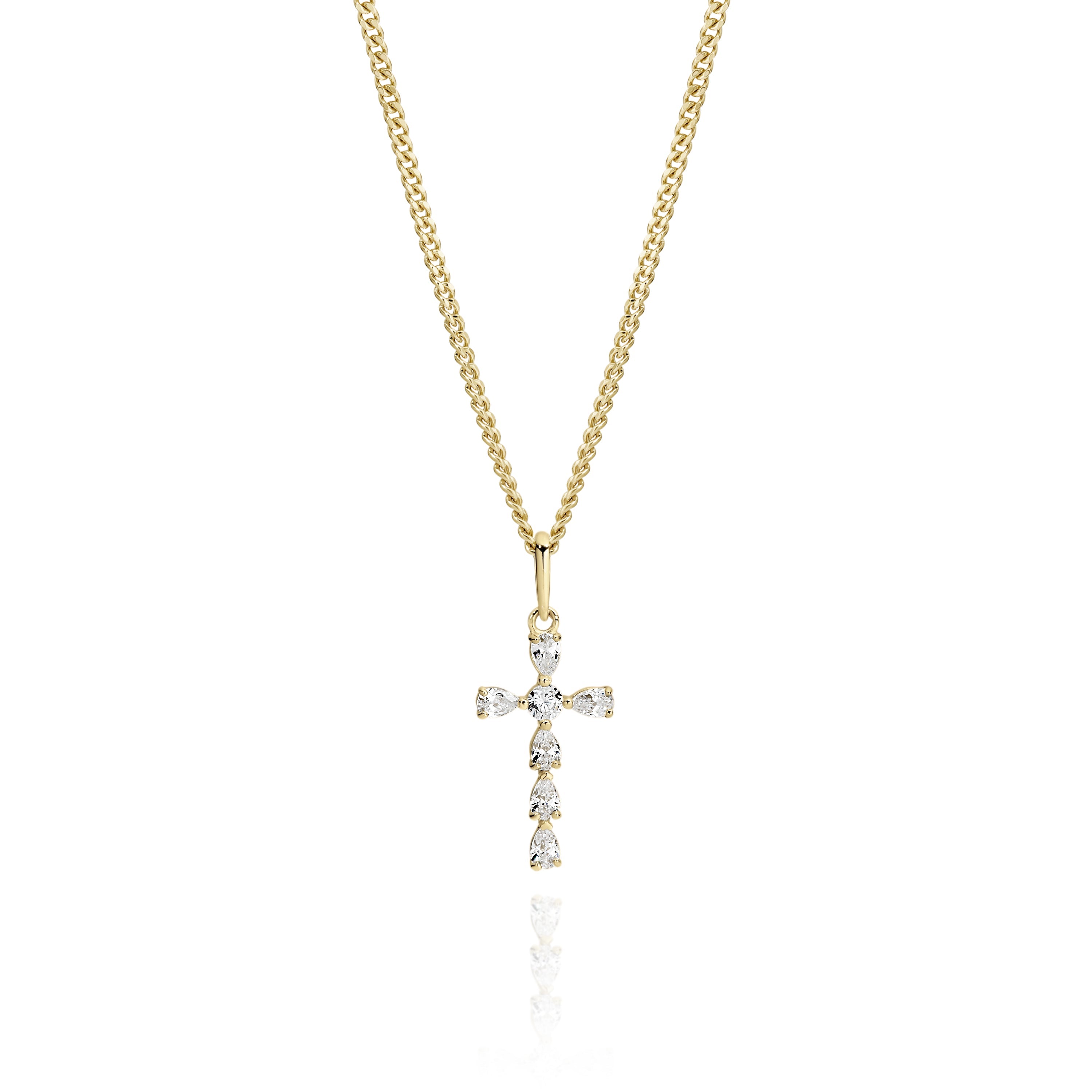 9ct gold stone set cross pendant