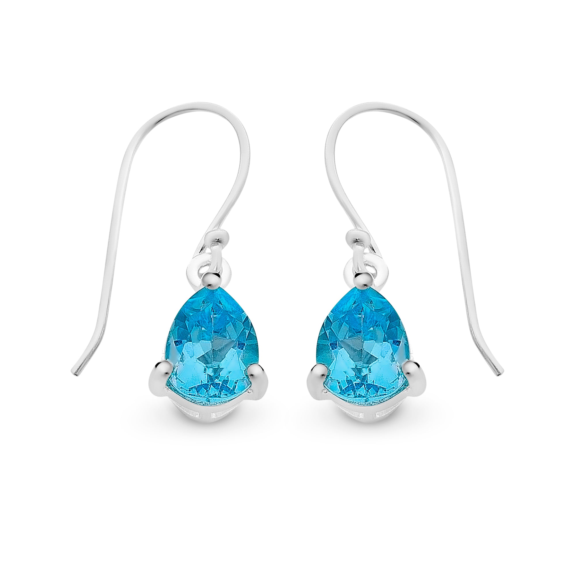 Sterling Silver Blue Topaz Drop Earrings
