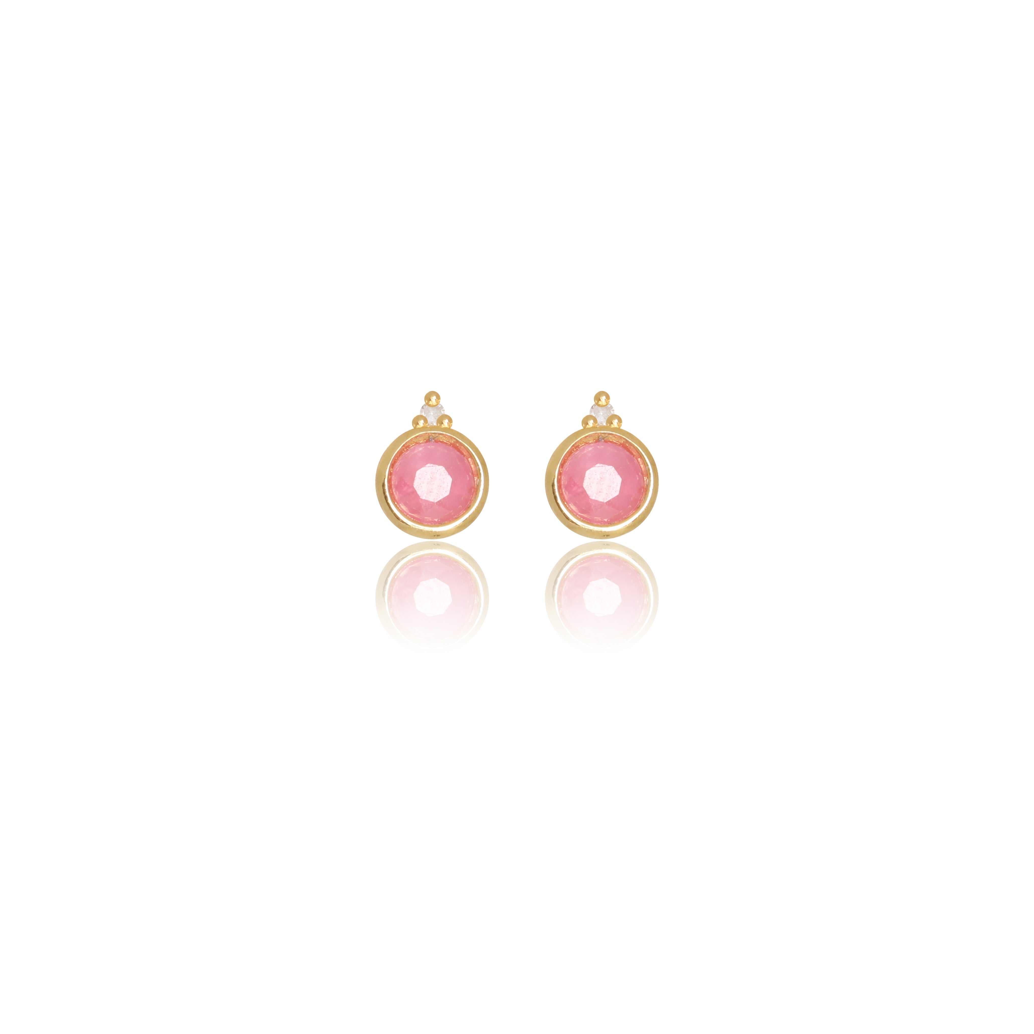 Diamonds by Georgini Natural Ruby and Two Natural Diamond July Earrings Gold