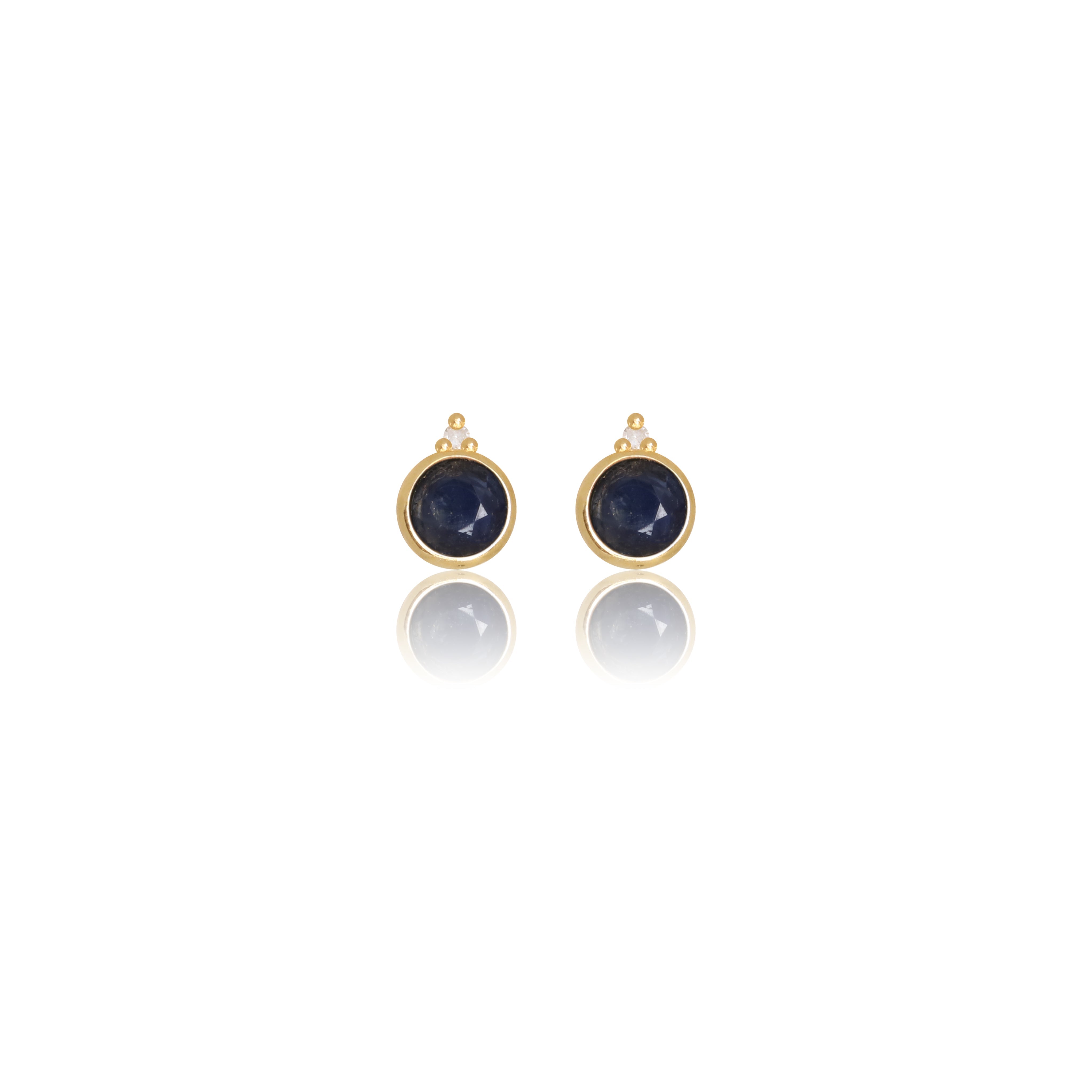 Diamonds by Georgini Natural Sapphire and Two Natural Diamond September Earrings Gold